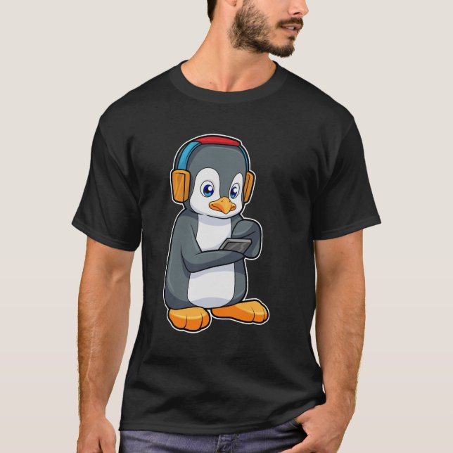 Camiseta Auriculares con música pingüino (Anverso)