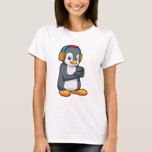 Camiseta Auriculares con música pingüino