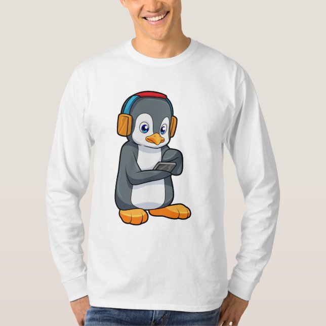 Camiseta Auriculares con música pingüino (Anverso)
