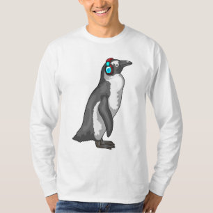 Camiseta Auriculares con música pingüino