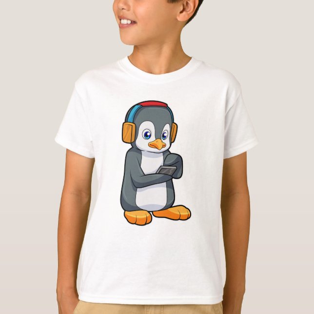 Camiseta Auriculares con música pingüino (Anverso)