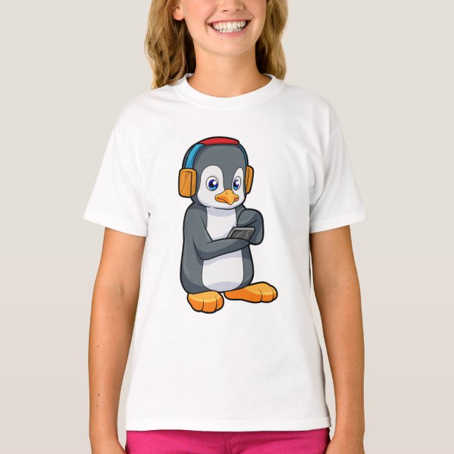 Camiseta Auriculares con música pingüino (Anverso)