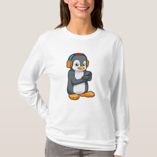 Camiseta Auriculares con música pingüino