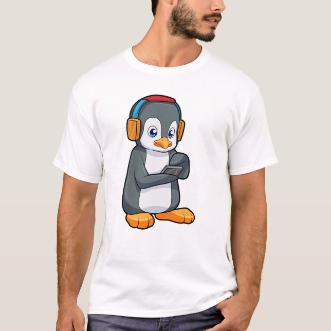 Camiseta Auriculares con música pingüino (Anverso)