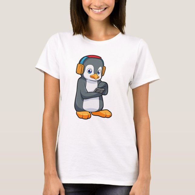 Camiseta Auriculares con música pingüino (Anverso)