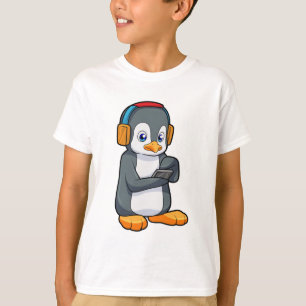 Camiseta Auriculares con música pingüino