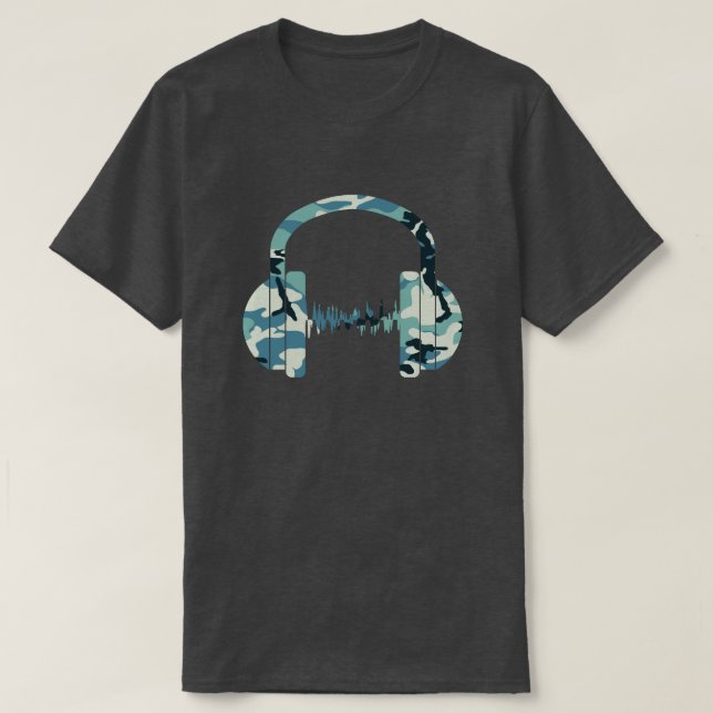 Camiseta Auriculares con patrón de camo de invierno (Diseño del anverso)