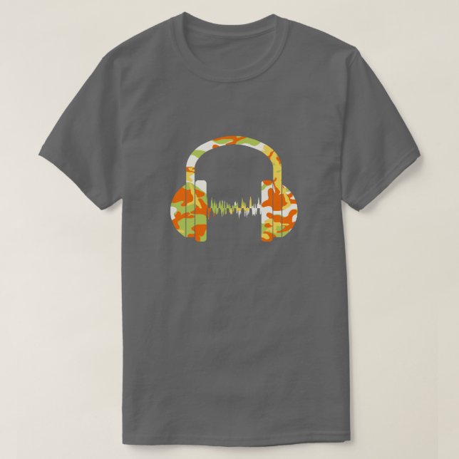 Camiseta Auriculares con patrón de camo de verano (Diseño del anverso)
