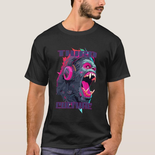 Camiseta Auriculares Cyberpunk Gorilla (Anverso)