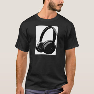 Camiseta Auriculares de arte pop blanco y negro