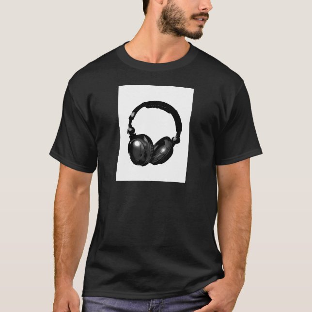 Camiseta Auriculares de arte pop blanco y negro (Anverso)