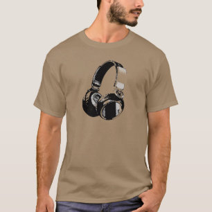 Camiseta Auriculares de arte pop blanco y negro