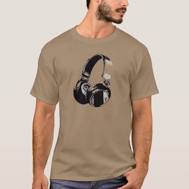 Camiseta Auriculares de arte pop blanco y negro (Anverso)