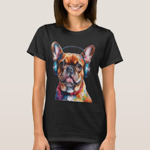 Camiseta Auriculares de Bulldog Francés Perro Frenchie Impr