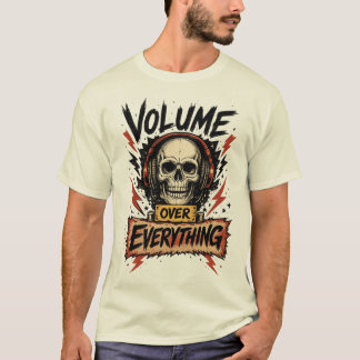 Camiseta Auriculares de Calavera Música Fuerte
