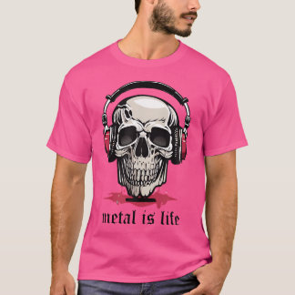 Camiseta Auriculares de cráneo Metalizado es la vida dura M
