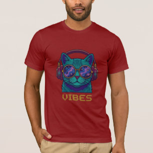 Camiseta Auriculares de gato con vibraciones galácticas
