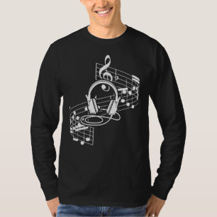 Camiseta Auriculares de Hoja de Música Clef Notas Musicales