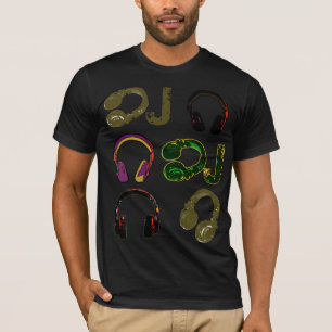 Camiseta Auriculares de jockey en disco de música