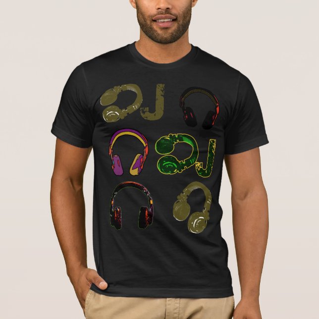 Camiseta Auriculares de jockey en disco de música (Anverso)