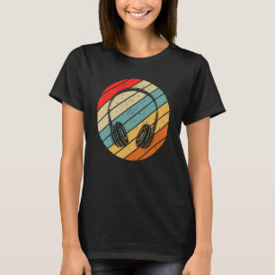 Camiseta Auriculares de música retro Instrumento de música