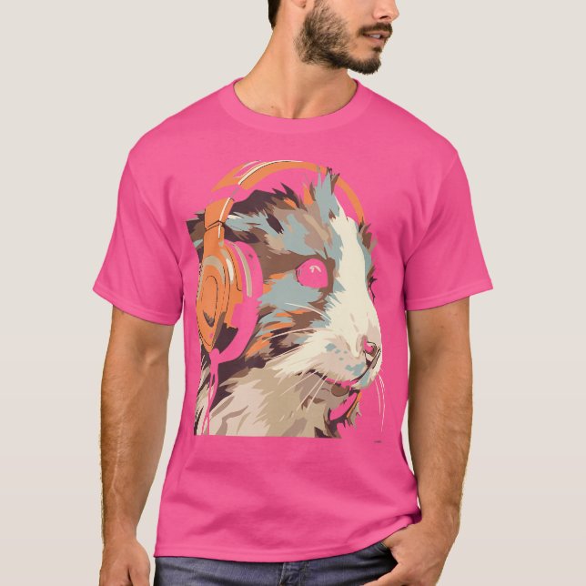 Camiseta Auriculares divertidos de Guinea Pig Gerbil (Anverso)