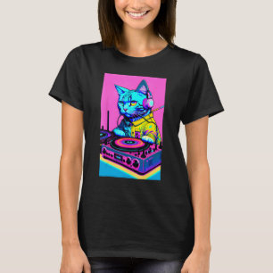 Camiseta Auriculares DJ Cat Tocadiscos Mezclador DJ Dreamwa