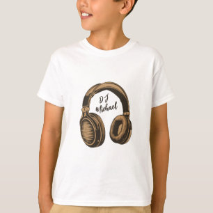 Camiseta Auriculares DJ de música moderna Nombre personaliz
