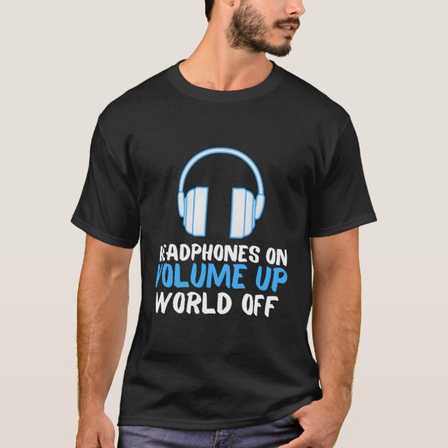 Camiseta Auriculares En Volumen Arriba Mundo Libre Música (Anverso)
