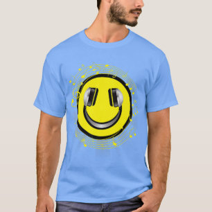 Camiseta Auriculares Face Happy Emote DJ Music Art