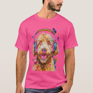 Camiseta Auriculares Goldendoodle Golden Doodle Doodle Art