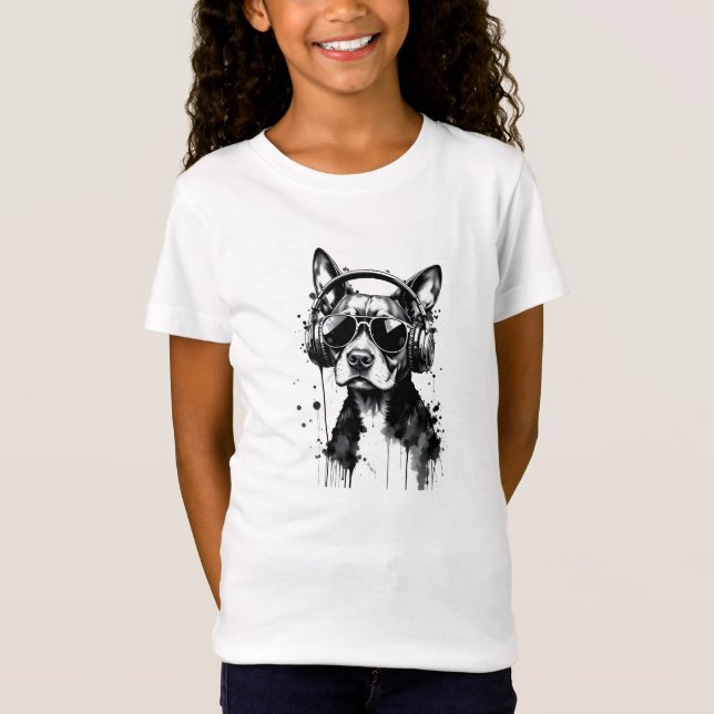 Camiseta Auriculares Guay Dog Mascotas cortos Tinta blanca  (Anverso)