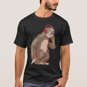 Camiseta Auriculares Guay Sloth Music Auriculares divertido