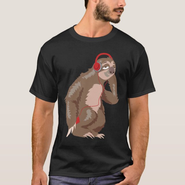 Camiseta Auriculares Guay Sloth Music Auriculares divertido (Anverso)