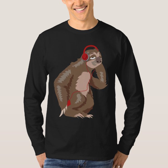 Camiseta Auriculares Guay Sloth Music Auriculares divertido (Anverso)