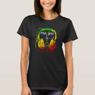 Camiseta Auriculares jamaiquinos rasta música reggae