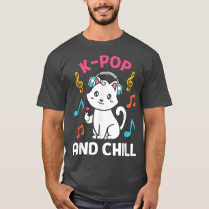 Camiseta Auriculares Kpop Y Chill Cat Música Kawaii 1540
