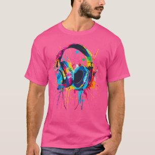 Camiseta Auriculares Música Dj Música Auriculares Splash Ed