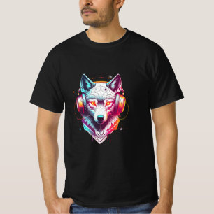 Camiseta Auriculares Neon Cyber Wolf Y2K