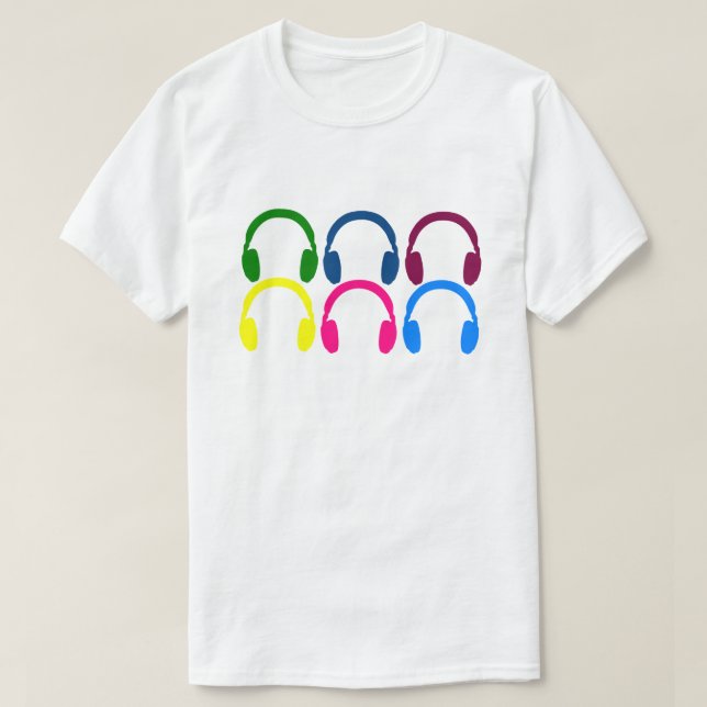 Camiseta Auriculares Neon Rainbow personalizable (Diseño del anverso)