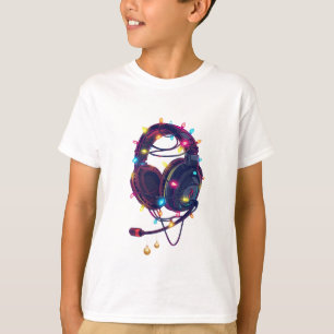 Camiseta Auriculares para Jugadores con Luces de Navidad