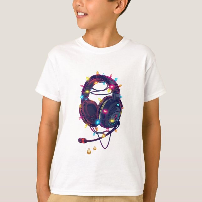 Camiseta Auriculares para Jugadores con Luces de Navidad (Anverso)