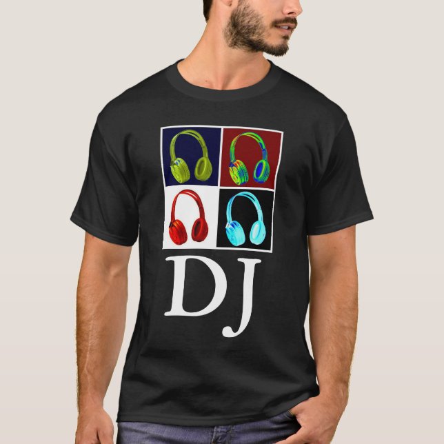 Camiseta Auriculares Pop Art DJ Disco Jockey (Anverso)