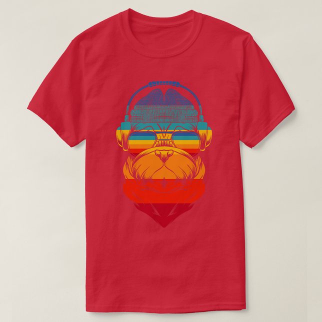 Camiseta Auriculares retro de Dog Pug (Diseño del anverso)