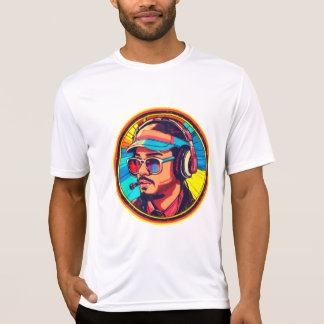 Camiseta Auriculares Retro Gamer Vibes de neón