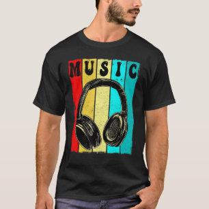Camiseta Auriculares retro vintage de DJ de música electrón