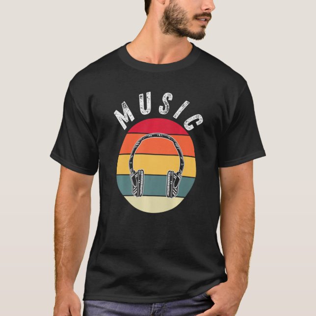 Camiseta Auriculares retro vintage Música electrónica DJ 6 (Anverso)