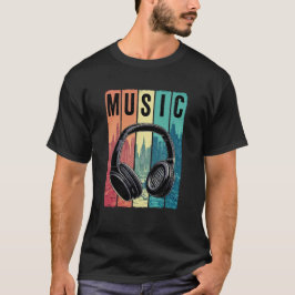 Camiseta Auriculares retro vintage Vibes musicales