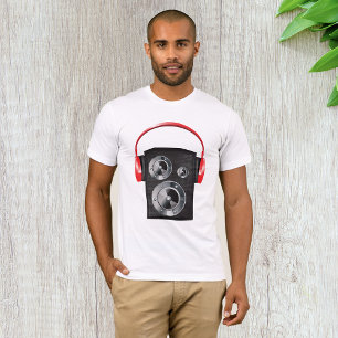 Camiseta Auriculares Rojos Gráfico de Altavoz Música Audio