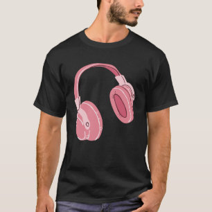 Camiseta Auriculares rosados Vintage Retro Cute Gráfico ele
